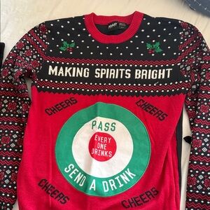 MAD Engine Festive Red and Black Crewneck Sweater